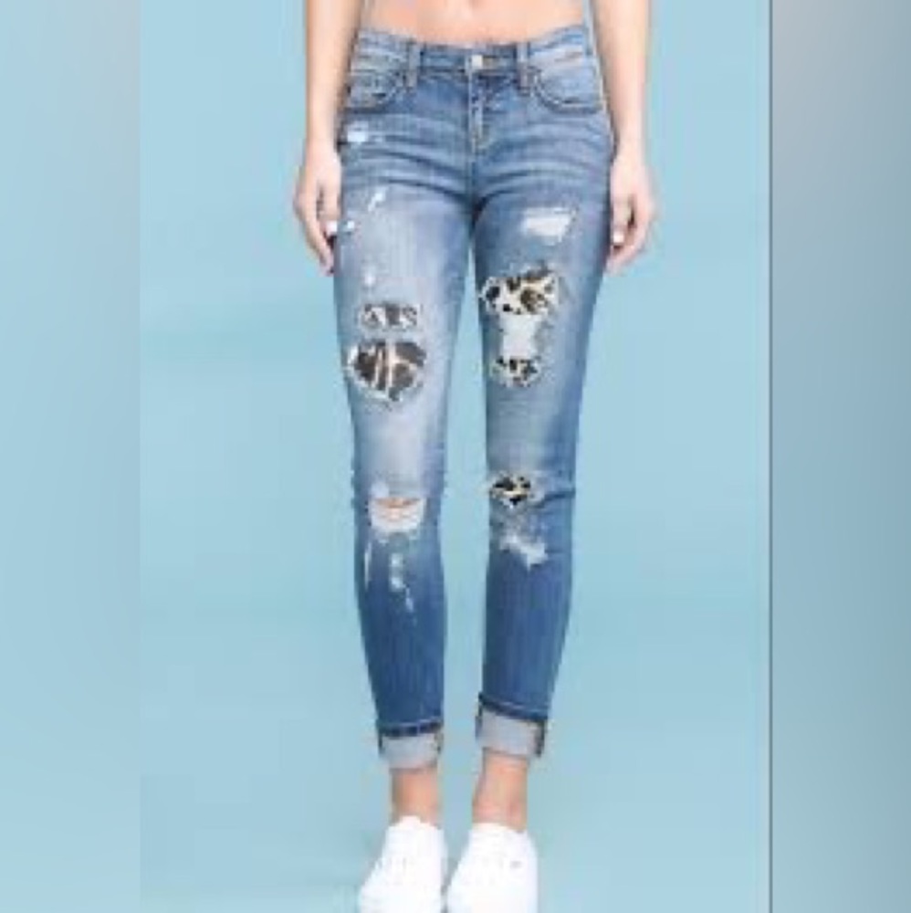 Judy Blue leopard patch skinny fit jeans